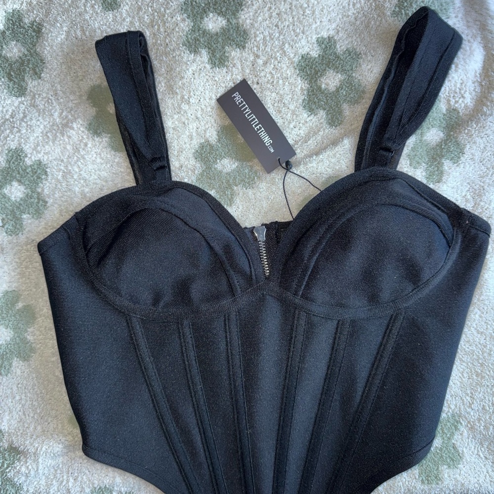 PrettyLittleThing Black bandage Corset Top